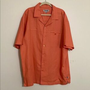 Tracy Adam’s Orange Casual Button Down Shirt linen mens 3XL office casual beach